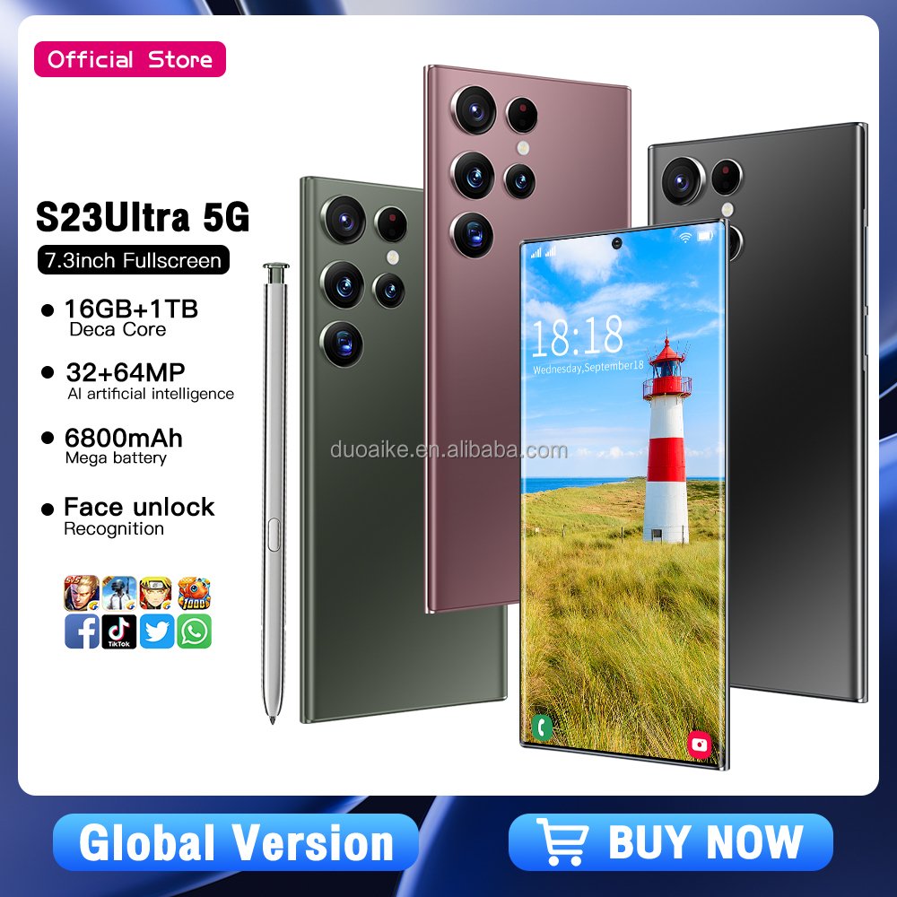 2023 Original Unlocked Cheap S23 5G Smartphone 6.7 Inch HD screen Android 13 Global Version 12+512G Mobile Phones 4G 5G network